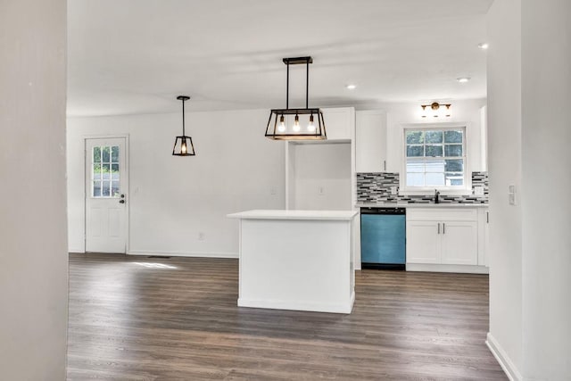 716 Phillips Dr, Monroe, GA 30656 - kitchen with dishwasher, white cabinets, dark wood-style floors, and recessed lighting