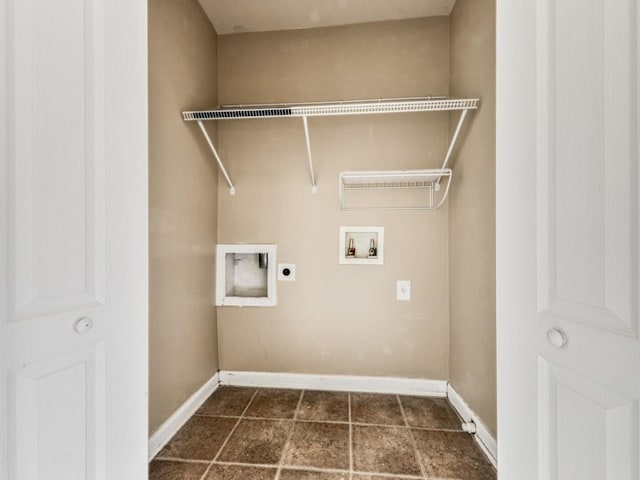 laundry room featuring hookup for a washing machine, laundry area, hookup for an electric dryer, and baseboards