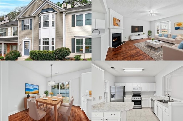 kitchen with a healthy amount of sunlight, appliances with stainless steel finishes, white cabinetry, and sink