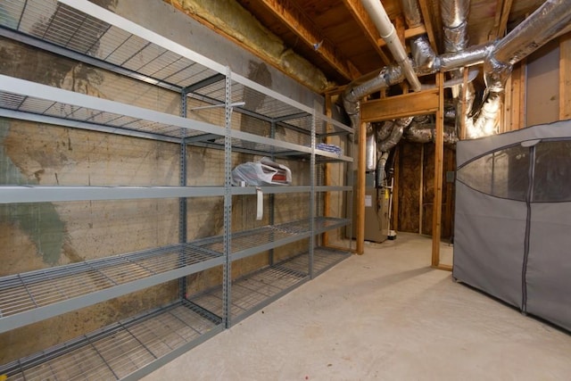 storage room with heating unit