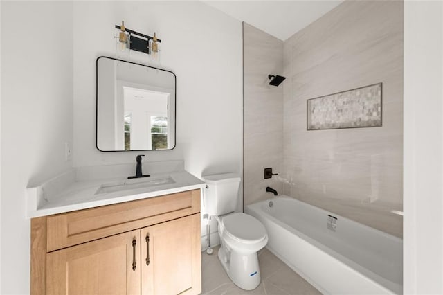 327 Ohm Ave, Avondale Estates, GA 30002 - full bathroom with toilet, vanity, bathtub / shower combination, and tile patterned floors