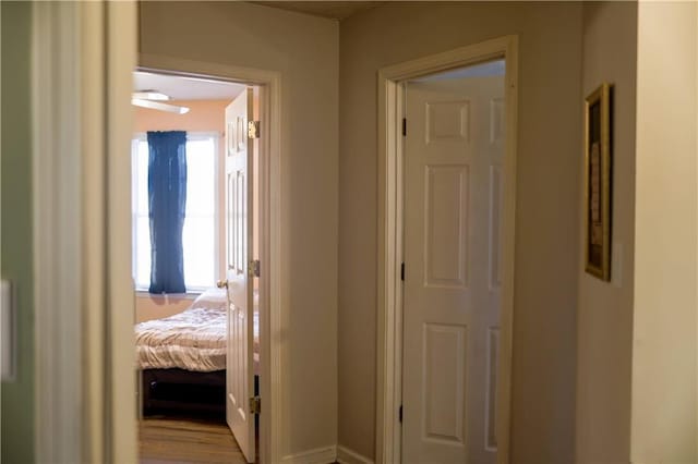 hall featuring light hardwood / wood-style flooring