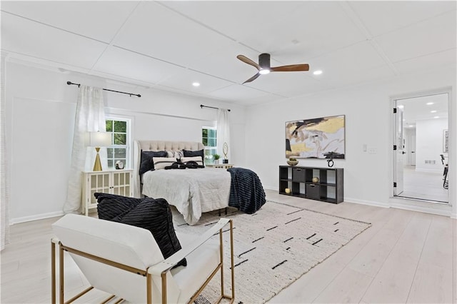 3614 N Druid Hills Rd N, Decatur, GA 30033 - bedroom with recessed lighting, light wood-type flooring, ceiling fan, and baseboards