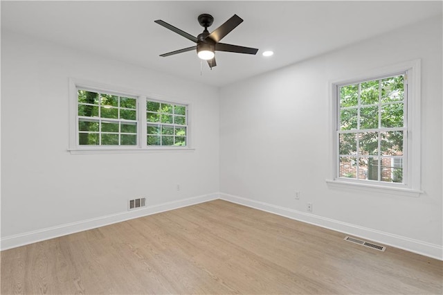 3614 N Druid Hills Rd N, Decatur, GA 30033 - spare room with baseboards, light wood-style floors, a ceiling fan, and recessed lighting
