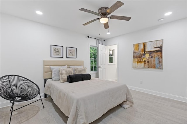3614 N Druid Hills Rd N, Decatur, GA 30033 - bedroom featuring wood finished floors, baseboards, recessed lighting, and ceiling fan