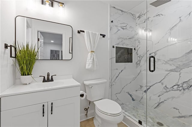 3614 N Druid Hills Rd N, Decatur, GA 30033 - full bath featuring a marble finish shower, vanity, toilet, and baseboards