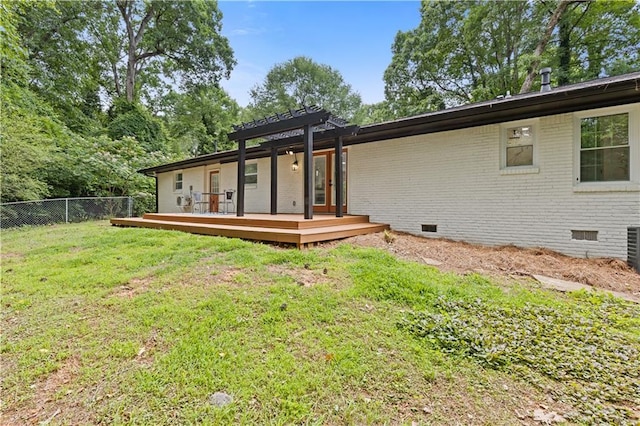 3614 N Druid Hills Rd N, Decatur, GA 30033 - back of house featuring crawl space, a deck, a pergola, and brick siding