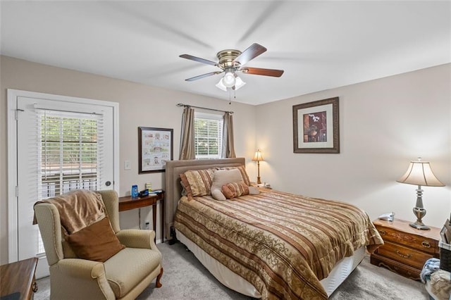 202 Berkeley Woods Dr, Duluth, GA 30096 - bedroom featuring light colored carpet, access to outside, and ceiling fan