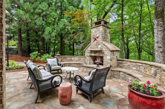 8970 Moor Park Run, Duluth, GA 30097 - view of patio featuring an outdoor stone fireplace