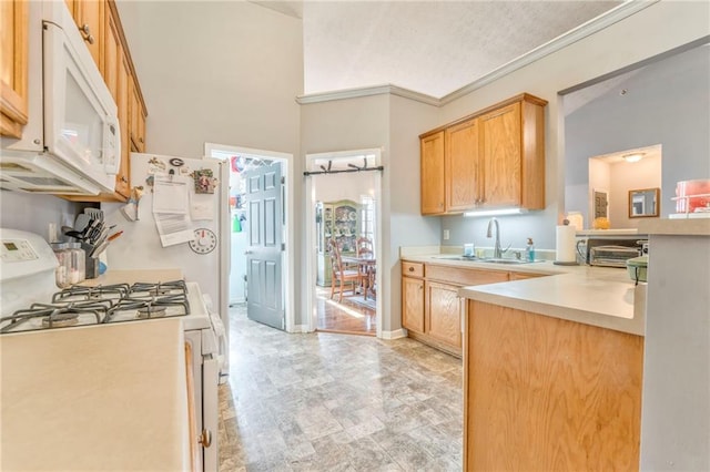 kitchen with sink and white appliances