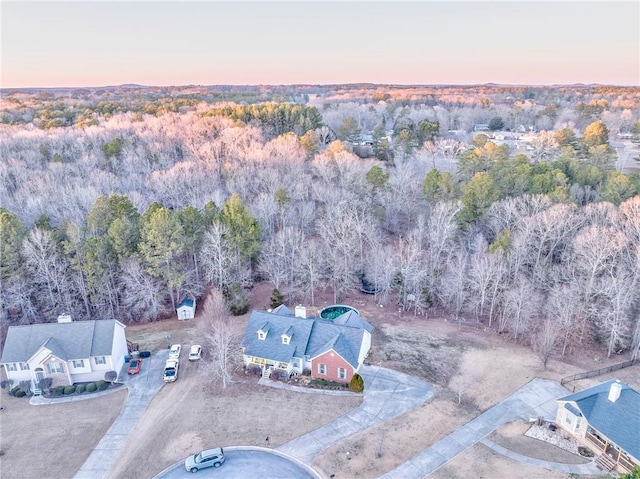 view of aerial view at dusk