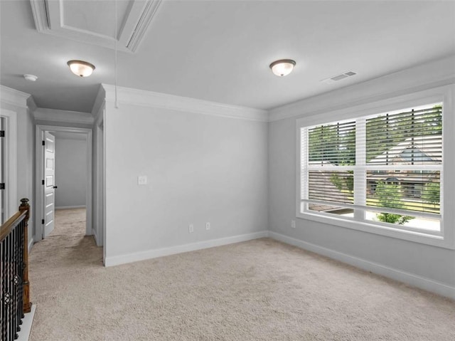 149 Elkins Blvd, Locust Grove, GA 30248 - unfurnished room featuring attic access, light colored carpet, crown molding, and a smoke detector