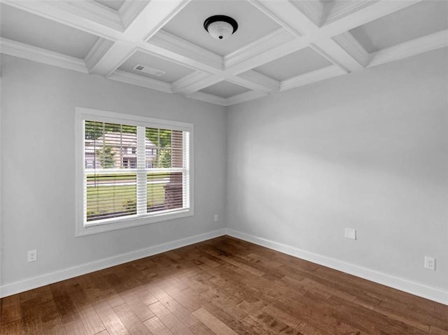 149 Elkins Blvd, Locust Grove, GA 30248 - spare room featuring coffered ceiling, dark wood-style floors, and beamed ceiling