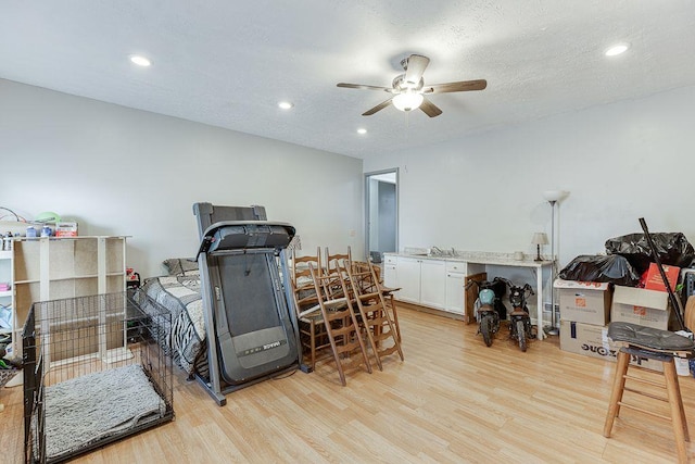 4434 Hidden Oaks Dr, Flowery Branch, GA 30542 - misc room with light wood-style flooring, a ceiling fan, and recessed lighting
