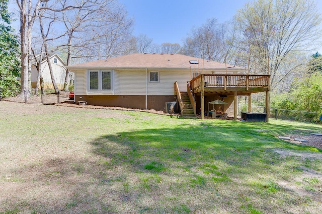 4434 Hidden Oaks Dr, Flowery Branch, GA 30542 - rear view of property with stairway and a deck