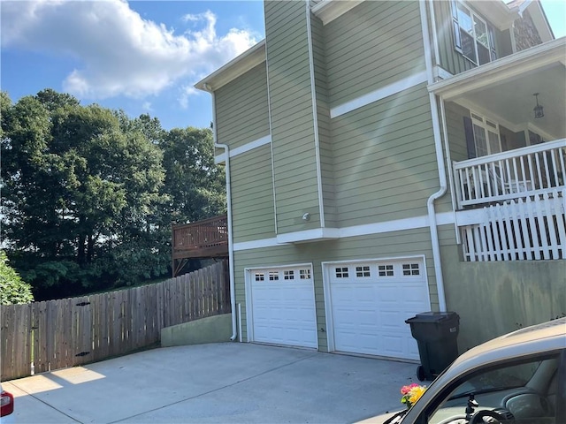 view of home's exterior with a garage