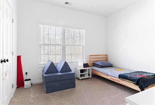 carpeted bedroom with multiple windows