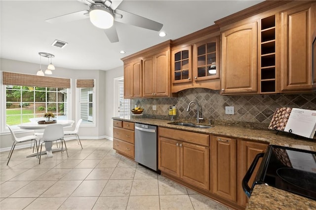 4504 Reva Way NE, Marietta, GA 30066 - kitchen featuring dishwasher, a sink, electric stove, baseboards, and recessed lighting