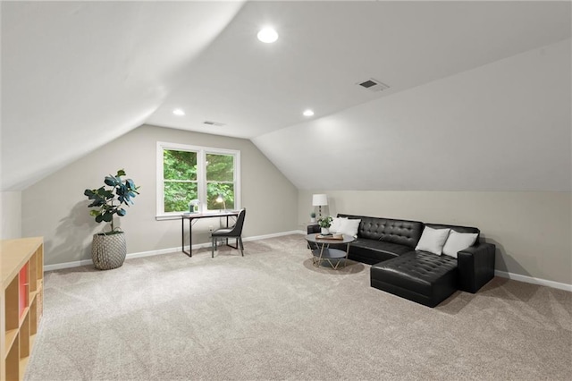 4504 Reva Way NE, Marietta, GA 30066 - sitting room featuring carpet, baseboards, lofted ceiling, and recessed lighting