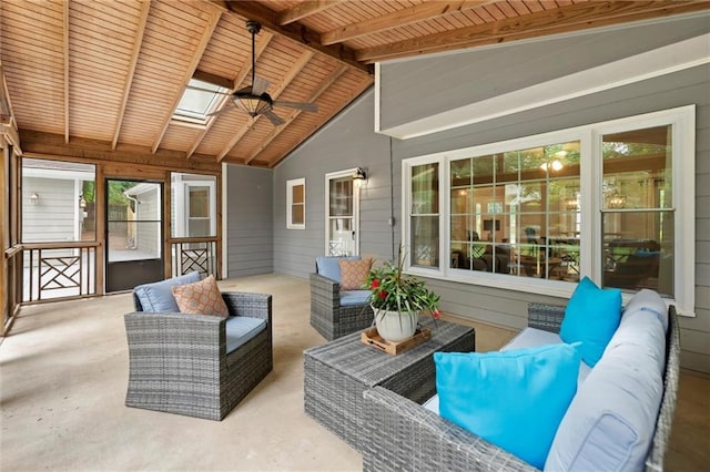 4504 Reva Way NE, Marietta, GA 30066 - sunroom / solarium featuring a ceiling fan, an outdoor hangout area, and a skylight