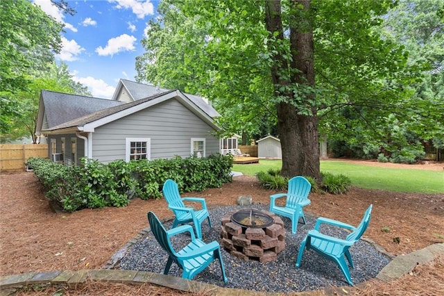 4504 Reva Way NE, Marietta, GA 30066 - view of patio / terrace with an outdoor fire pit