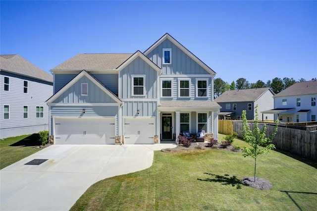 42 Citrine Way, Acworth, GA 30101 - view of front of property with board and batten siding, concrete driveway, covered porch, and an attached garage