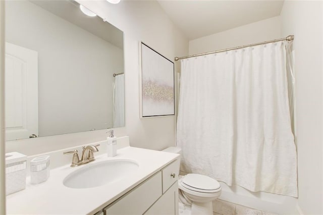 42 Citrine Way, Acworth, GA 30101 - bathroom with vanity, toilet, shower / bath combo, and tile patterned floors