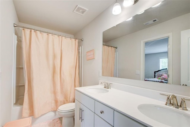 42 Citrine Way, Acworth, GA 30101 - full bath with toilet, double vanity, and shower / bathtub combination with curtain