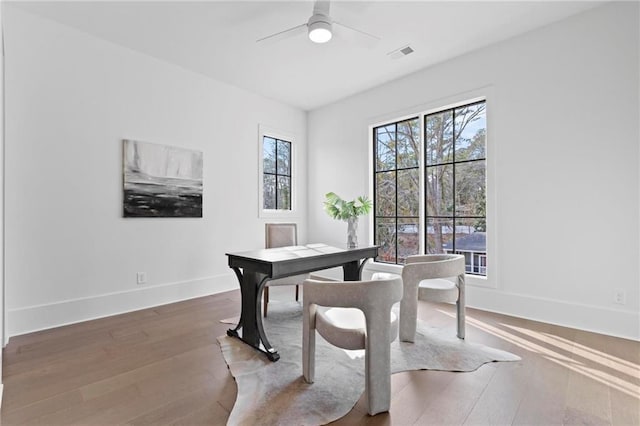 56 Pine St, Roswell, GA 30075 - office space with wood finished floors, baseboards, and a ceiling fan
