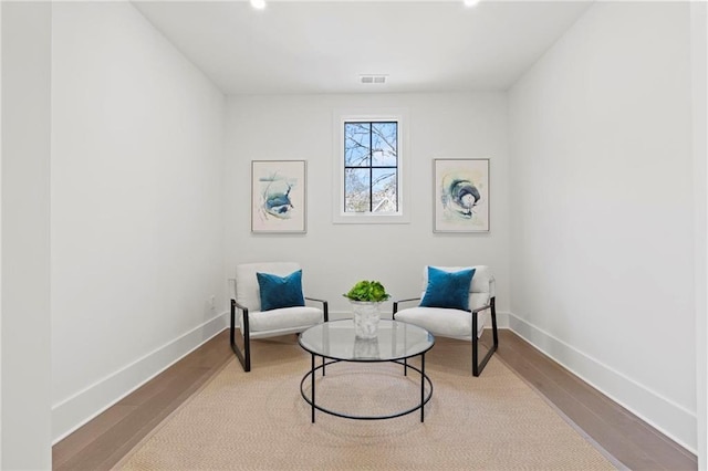 56 Pine St, Roswell, GA 30075 - sitting room featuring wood finished floors, baseboards, and recessed lighting