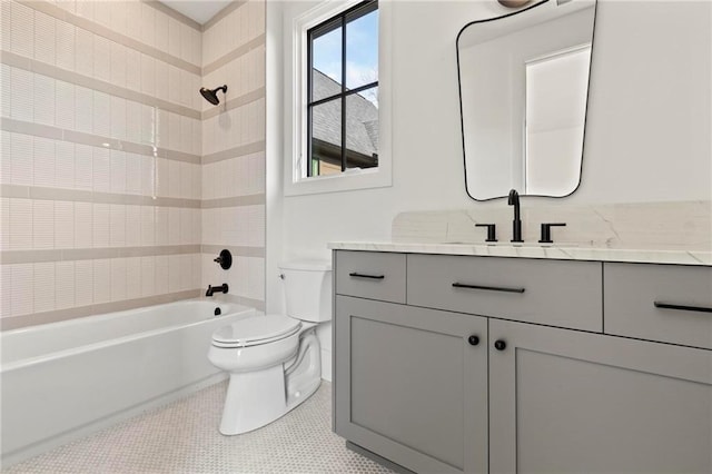 56 Pine St, Roswell, GA 30075 - bathroom featuring toilet, shower / tub combination, and vanity