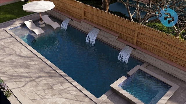 56 Pine St, Roswell, GA 30075 - view of pool featuring fence and a pool with connected hot tub