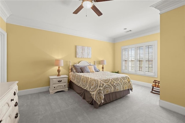 8730 Parker Pl, Roswell, GA 30076 - bedroom with crown molding, carpet flooring, baseboards, and a ceiling fan
