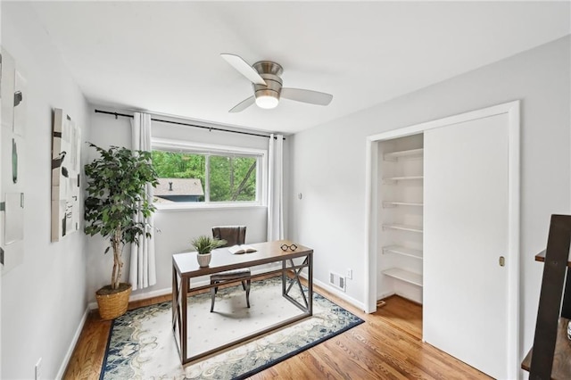 1118 Creekdale Dr, Clarkston, GA 30021 - office space featuring light wood-type flooring, a ceiling fan, and baseboards