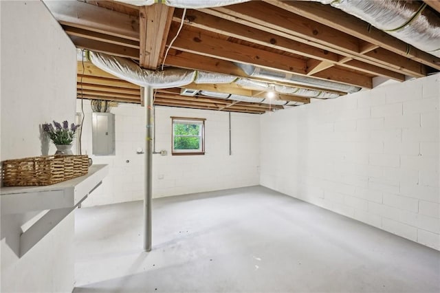 1118 Creekdale Dr, Clarkston, GA 30021 - below grade area with electric panel and concrete block wall