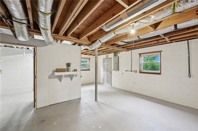 1118 Creekdale Dr, Clarkston, GA 30021 - below grade area featuring electric panel and concrete block wall