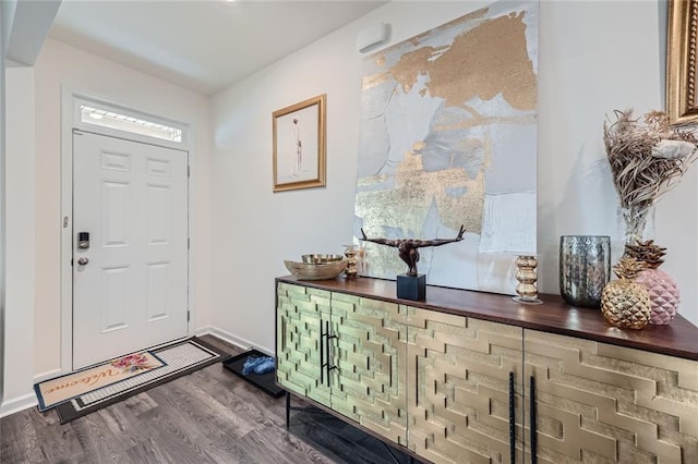 entryway with dark wood-type flooring