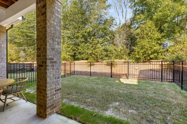 view of yard featuring a fenced backyard and a patio