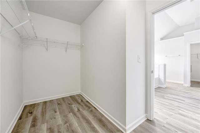 spacious closet with light wood-style flooring