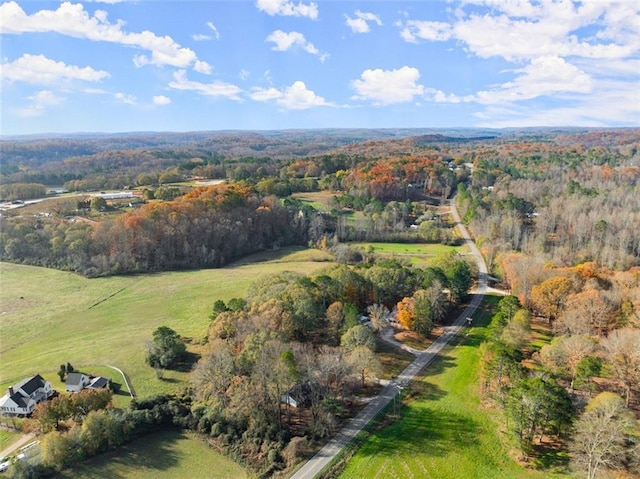 birds eye view of property with a rural view