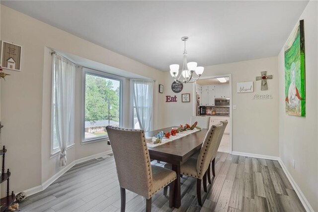 4025 Cheoah Dr, Douglasville, GA 30135 - dining space with a chandelier, light wood finished floors, and baseboards
