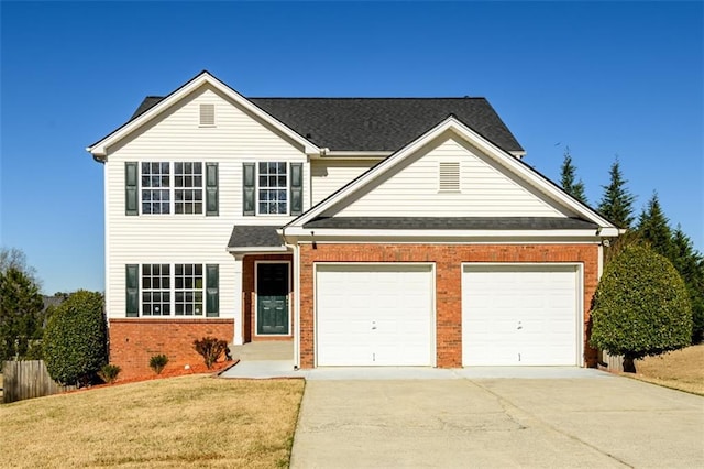 1188 Pine Acre Dr, Sugar Hill, GA 30518 - traditional home featuring brick siding, concrete driveway, a garage, a front yard, and roof with shingles