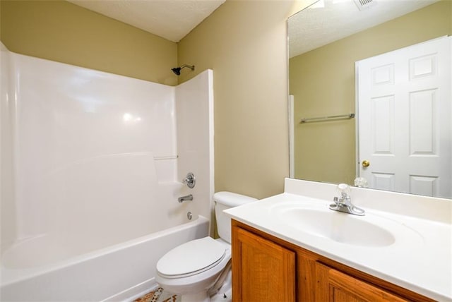 1188 Pine Acre Dr, Sugar Hill, GA 30518 - bathroom with toilet, vanity, shower / washtub combination, and a textured ceiling
