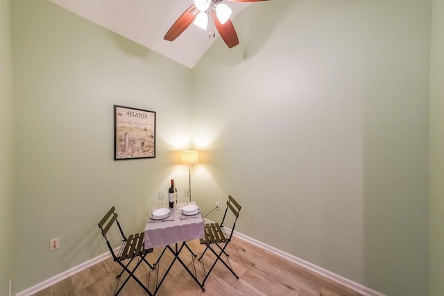 3916 Abbott Way Unit 2, Powder Springs, GA 30127 - office featuring a ceiling fan, vaulted ceiling, light wood-style flooring, and baseboards