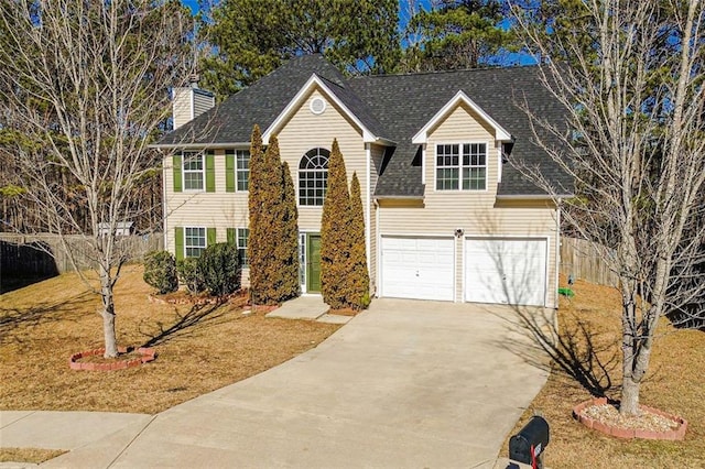 view of front facade with a garage