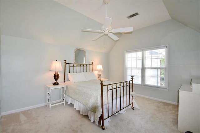 340 Channings Lake Dr, Lawrenceville, GA 30043 - bedroom featuring lofted ceiling, light colored carpet, and a ceiling fan