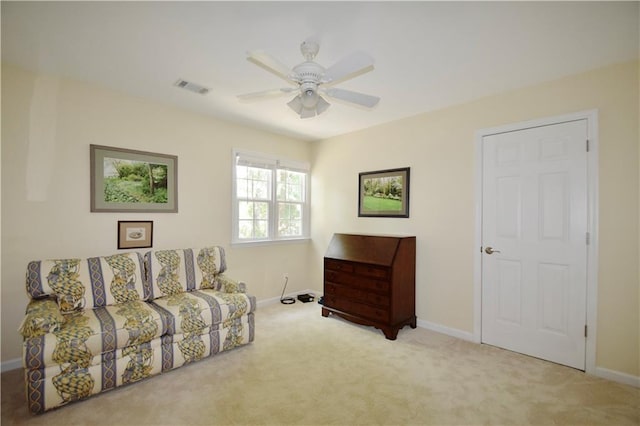 340 Channings Lake Dr, Lawrenceville, GA 30043 - living area featuring carpet and a ceiling fan