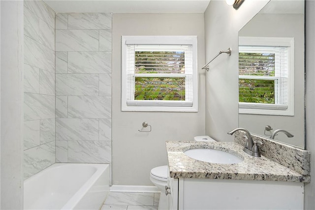 2623 Rex Ave SW, Atlanta, GA 30331 - full bathroom with a wealth of natural light, marble finish floor, vanity, and toilet