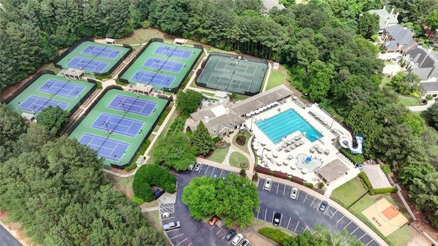 119 Kennemer Ct, Duluth, GA 30097 - aerial view of property and surrounding area featuring a pool area