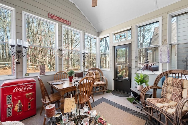 sunroom / solarium with lofted ceiling